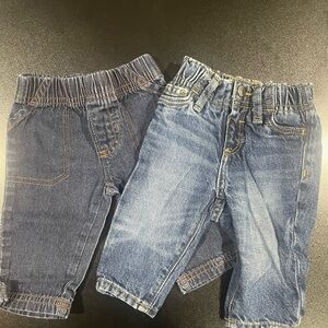 Carter's Dark Denim & Old Navy Faded Denim both fit 0-3 mo. 👖